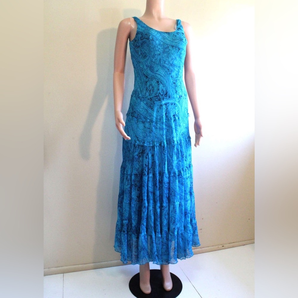 Elegant Blue Sleeveless Maxi Dress